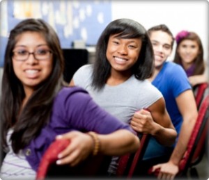 Picture of high school students studying at school.